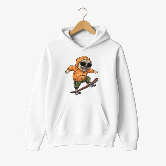 Skateboarding Pug Vibes Hoodie