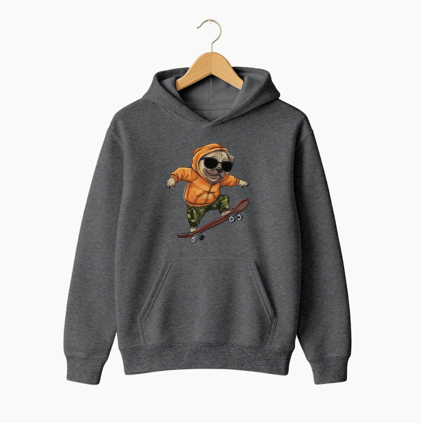 Skateboarding Pug Vibes Hoodie
