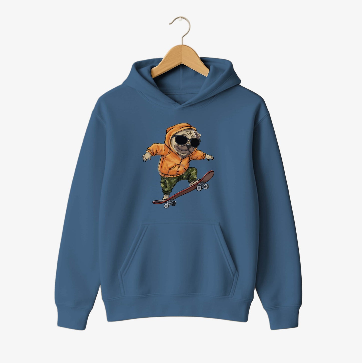 Skateboarding Pug Vibes Hoodie