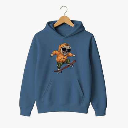 Skateboarding Pug Vibes Hoodie